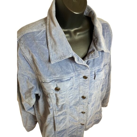 Vintage Light Blue Corduroy Snap Front Jacket Sz M - Picture 3 of 10